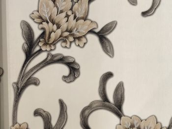 white wallpaper with flower design